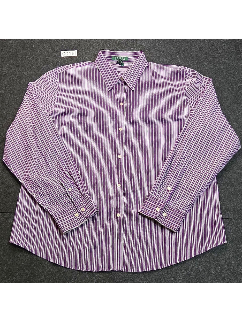 Lauren Ralph Lauren Men’s XL Purple/White Striped Cotton Dress Shirt